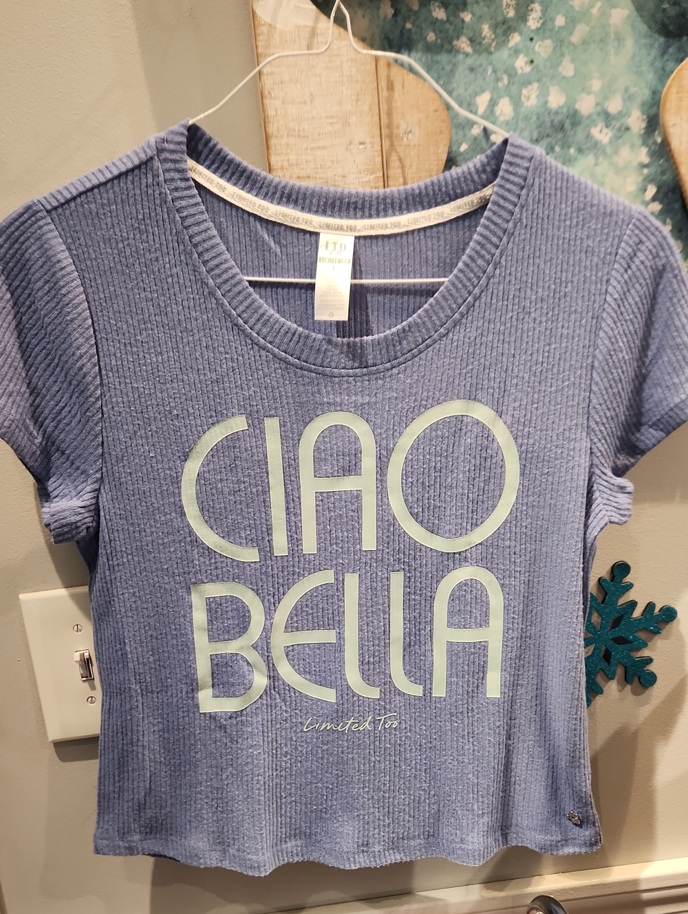 Limited Too Women's Sz L Waffle Cropped Top Good Cond.